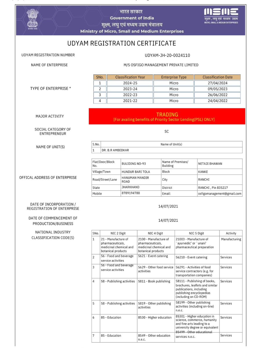 UDYAM CERTIFICATE